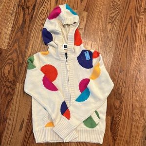 NWT, Gap polka dot hoodie zip up cotton sweater (sz. 12)
